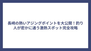 長崎の熱いアジングポイントを大公開！釣り人が密かに通う激熱スポット完全攻略