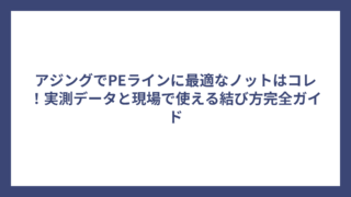 アジングでPEラインに最適なノットはコレ！実測データと現場で使える結び方完全ガイド