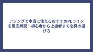 アジングで本当に使えるおすすめPEラインを徹底解説！初心者から上級者まで必見の選び方