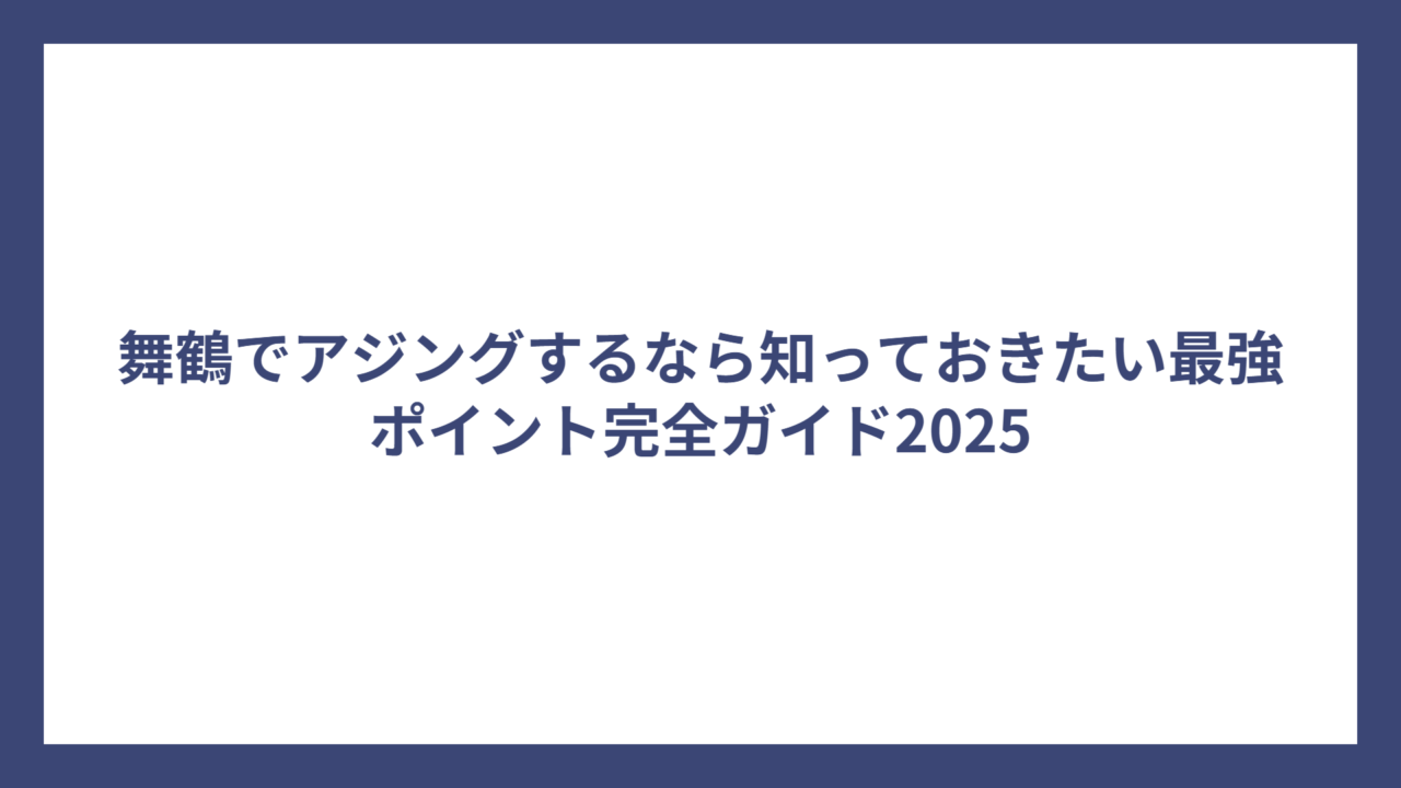 舞鶴でアジングするなら知っておきたい最強ポイント完全ガイド2025
