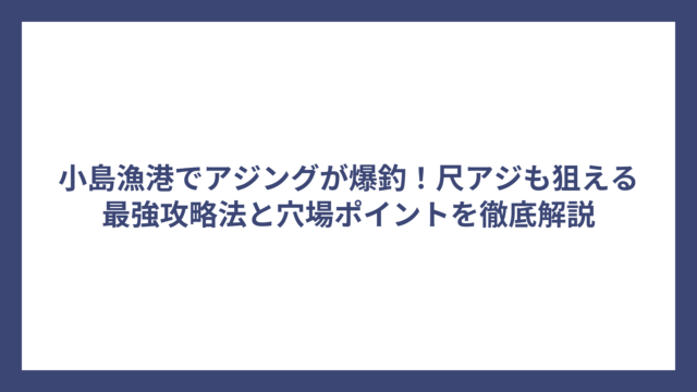 小島漁港でアジングが爆釣！尺アジも狙える最強攻略法と穴場ポイントを徹底解説