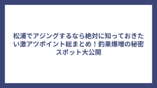 松浦でアジングするなら絶対に知っておきたい激アツポイント総まとめ！釣果爆増の秘密スポット大公開