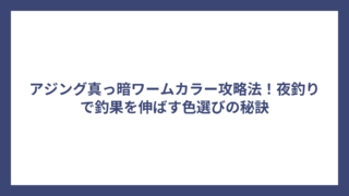 アジング真っ暗ワームカラー攻略法！夜釣りで釣果を伸ばす色選びの秘訣