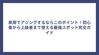 泉南でアジングするならこのポイント！初心者から上級者まで使える最強スポット完全ガイド