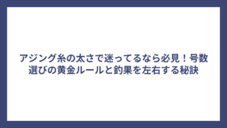 アジング糸の太さで迷ってるなら必見！号数選びの黄金ルールと釣果を左右する秘訣
