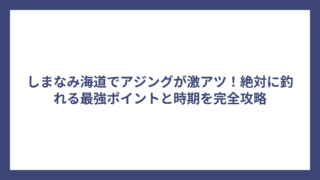 しまなみ海道でアジングが激アツ！絶対に釣れる最強ポイントと時期を完全攻略