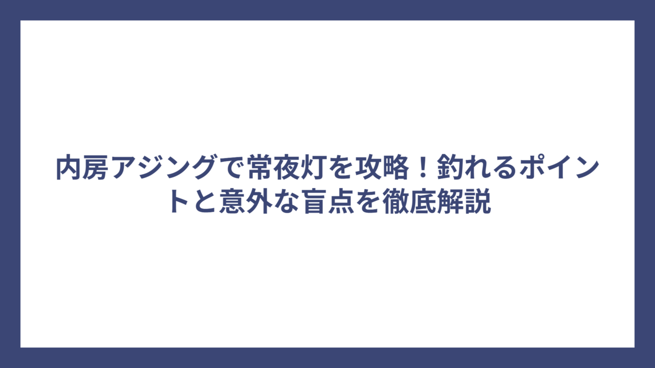 内房アジングで常夜灯を攻略！釣れるポイントと意外な盲点を徹底解説