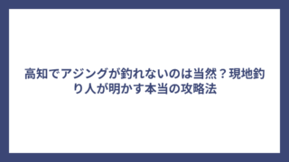 高知でアジングが釣れないのは当然？現地釣り人が明かす本当の攻略法