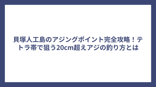 貝塚人工島のアジングポイント完全攻略！テトラ帯で狙う20cm超えアジの釣り方とは