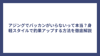 アジングでバッカンがいらないって本当？身軽スタイルで釣果アップする方法を徹底解説