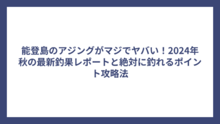 能登島のアジングがマジでヤバい！2024年秋の最新釣果レポートと絶対に釣れるポイント攻略法