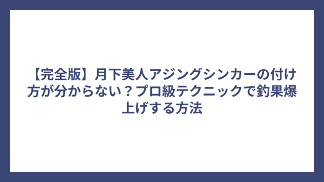 【完全版】月下美人アジングシンカーの付け方が分からない？プロ級テクニックで釣果爆上げする方法
