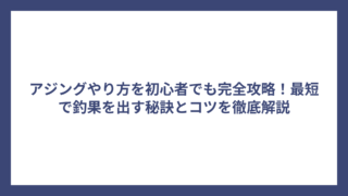 アジングやり方を初心者でも完全攻略！最短で釣果を出す秘訣とコツを徹底解説