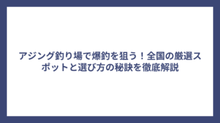 アジング釣り場で爆釣を狙う！全国の厳選スポットと選び方の秘訣を徹底解説