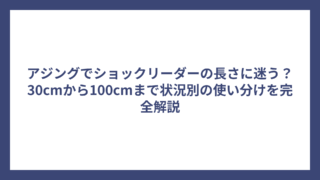 アジングでショックリーダーの長さに迷う？30cmから100cmまで状況別の使い分けを完全解説