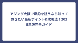 アジング大阪で爆釣を狙うなら知っておきたい最新ポイント&攻略法！2025年版完全ガイド