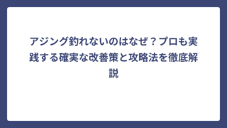 アジング釣れないのはなぜ？プロも実践する確実な改善策と攻略法を徹底解説