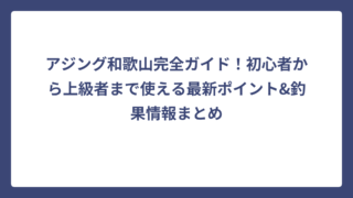 アジング和歌山完全ガイド！初心者から上級者まで使える最新ポイント&釣果情報まとめ