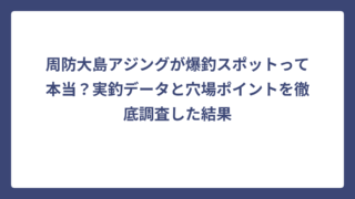 周防大島アジングが爆釣スポットって本当？実釣データと穴場ポイントを徹底調査した結果