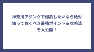 神奈川アジングで爆釣したいなら絶対知っておくべき最強ポイント＆攻略法を大公開！
