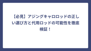 【必見】アジングキャロロッドの正しい選び方と代用ロッドの可能性を徹底検証！