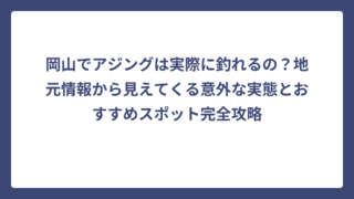 岡山でアジングは実際に釣れるの？地元情報から見えてくる意外な実態とおすすめスポット完全攻略
