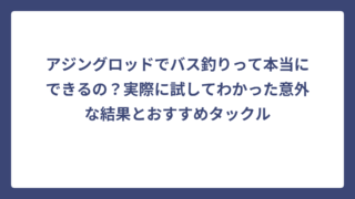 アジングロッドでバス釣りって本当にできるの？実際に試してわかった意外な結果とおすすめタックル