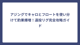 アジングでキャロとフロートを使い分けて釣果爆増！遠投リグ完全攻略ガイド