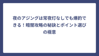 夜のアジングは常夜灯なしでも爆釣できる！暗闇攻略の秘訣とポイント選びの極意