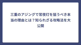 三重のアジングで常夜灯を狙うべき本当の理由とは？知られざる攻略法を大公開