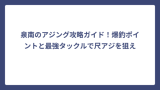 泉南のアジング攻略ガイド！爆釣ポイントと最強タックルで尺アジを狙え