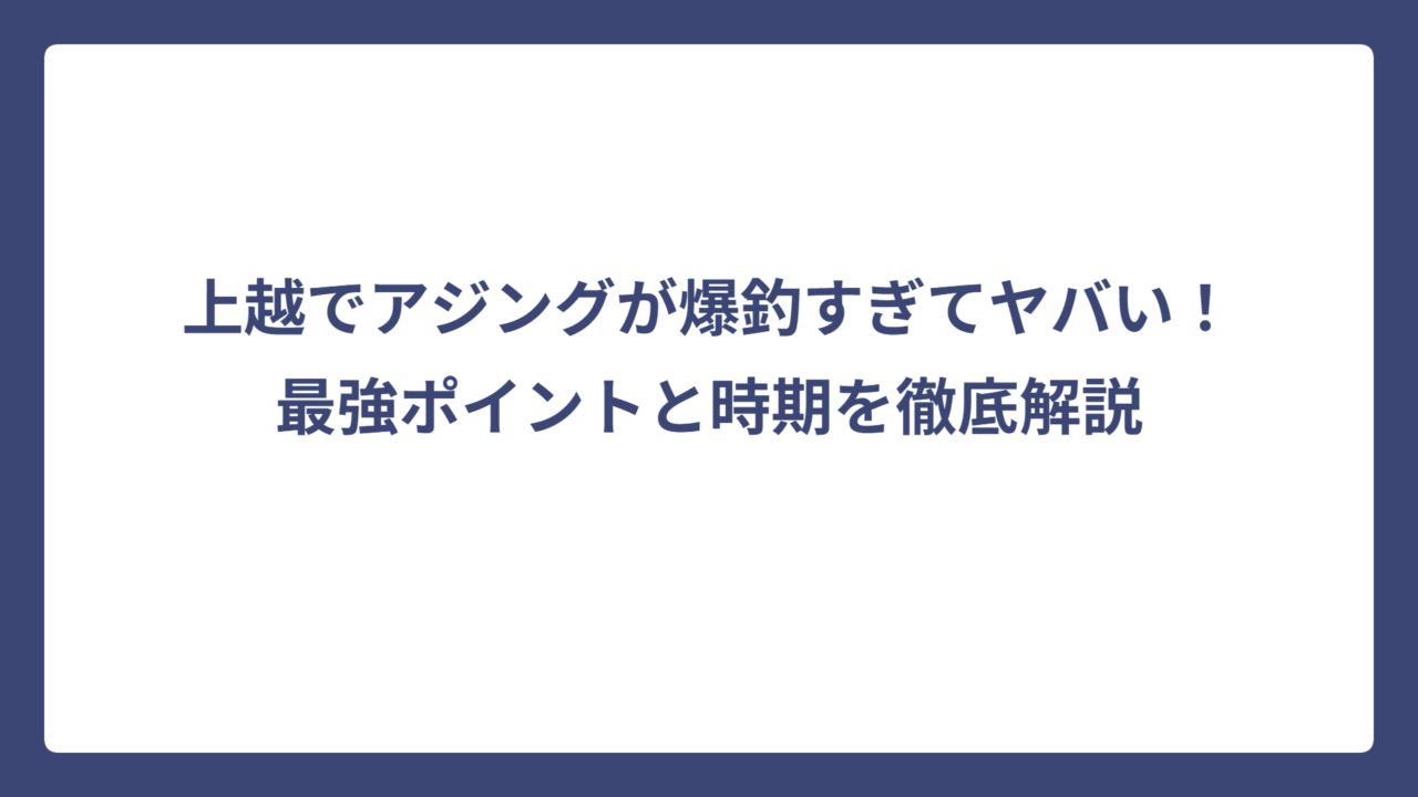上越でアジングが爆釣すぎてヤバい！最強ポイントと時期を徹底解説