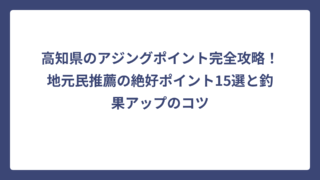 高知県のアジングポイント完全攻略！地元民推薦の絶好ポイント15選と釣果アップのコツ