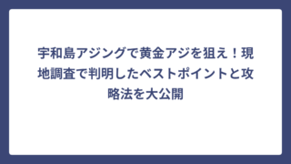 宇和島アジングで黄金アジを狙え！現地調査で判明したベストポイントと攻略法を大公開