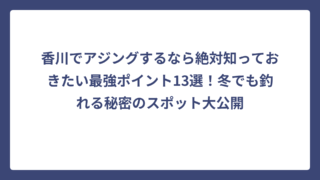 香川でアジングするなら絶対知っておきたい最強ポイント13選！冬でも釣れる秘密のスポット大公開