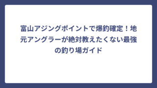 富山アジングポイントで爆釣確定！地元アングラーが絶対教えたくない最強の釣り場ガイド