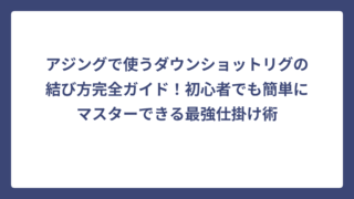 アジングで使うダウンショットリグの結び方完全ガイド！初心者でも簡単にマスターできる最強仕掛け術