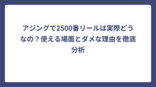 アジングで2500番リールは実際どうなの？使える場面とダメな理由を徹底分析