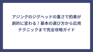 アジングのジグヘッドの重さで釣果が劇的に変わる！基本の選び方から応用テクニックまで完全攻略ガイド