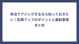 寺泊でアジングするなら知っておきたい！釣果アップのポイントと最新事情まとめ