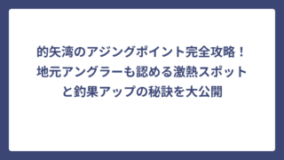 的矢湾のアジングポイント完全攻略！地元アングラーも認める激熱スポットと釣果アップの秘訣を大公開