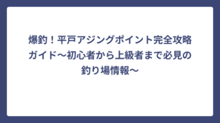 爆釣！平戸アジングポイント完全攻略ガイド〜初心者から上級者まで必見の釣り場情報〜