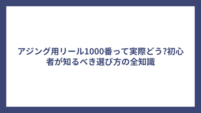 アジング用リール1000番って実際どう?初心者が知るべき選び方の全知識