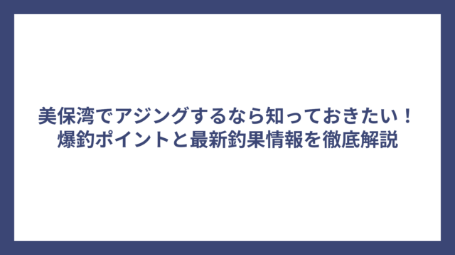 美保湾でアジングするなら知っておきたい！爆釣ポイントと最新釣果情報を徹底解説
