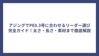アジングでPE0.3号に合わせるリーダー選び完全ガイド！太さ・長さ・素材まで徹底解説