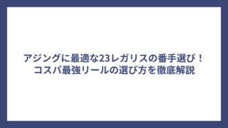 アジングに最適な23レガリスの番手選び！コスパ最強リールの選び方を徹底解説