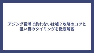 アジング長潮で釣れないは嘘？攻略のコツと狙い目のタイミングを徹底解説