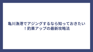 亀川漁港でアジングするなら知っておきたい！釣果アップの最新攻略法