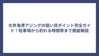 大井漁港アジングの狙い目ポイント完全ガイド！駐車場から釣れる時間帯まで徹底解説