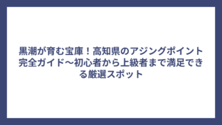 黒潮が育む宝庫！高知県のアジングポイント完全ガイド～初心者から上級者まで満足できる厳選スポット